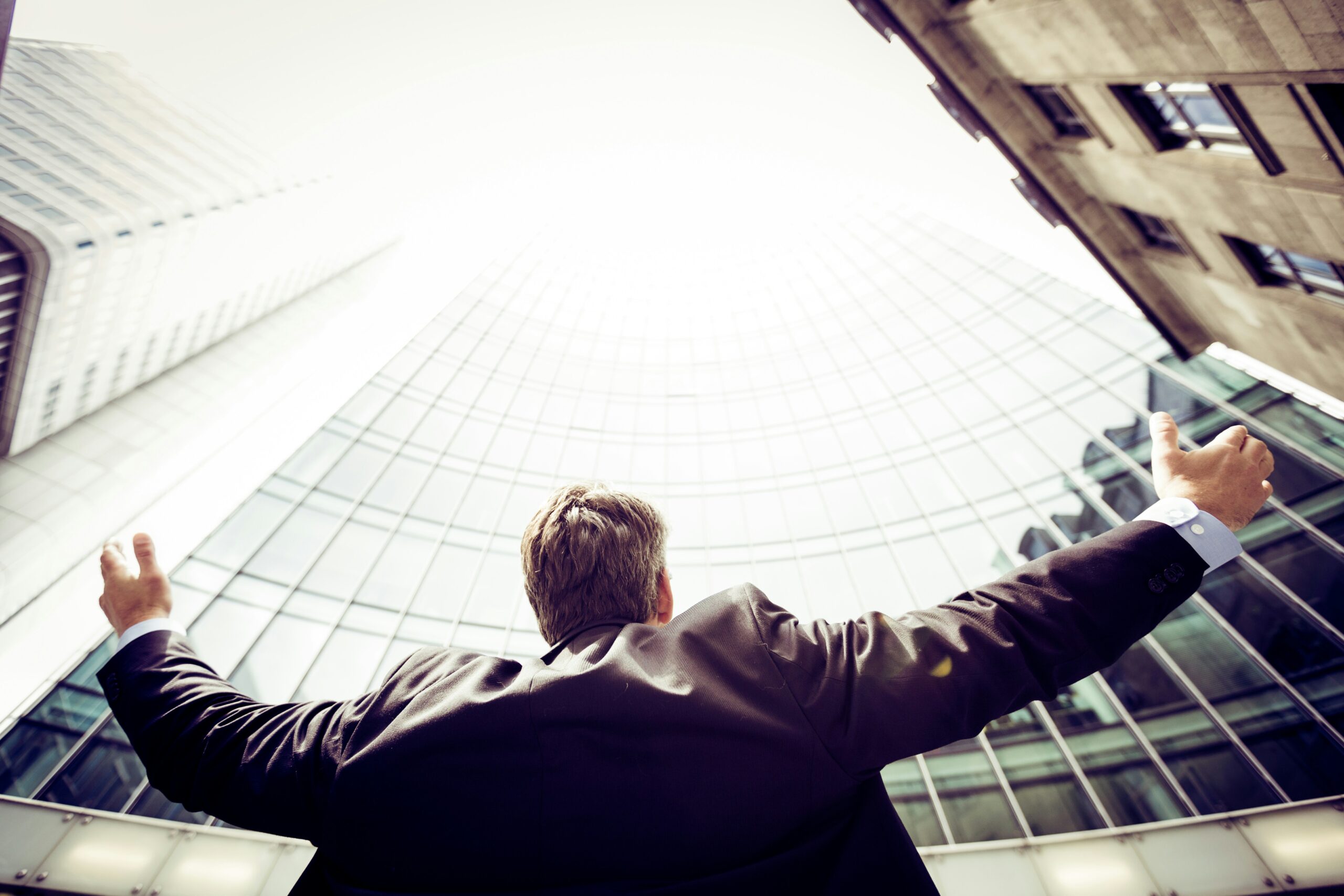 Man at building