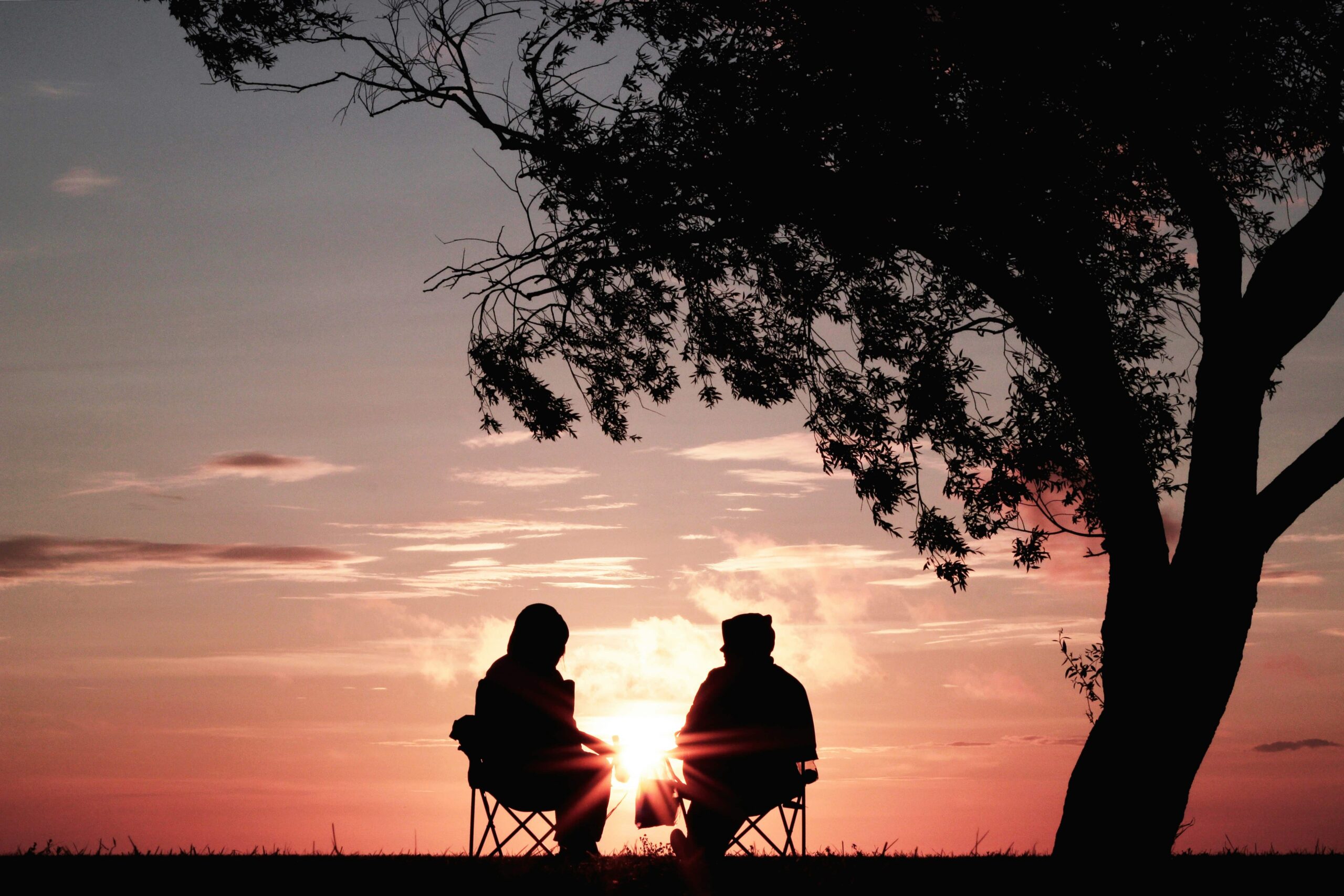 sitting at sunset